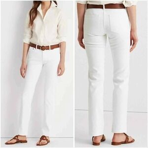 Polo Ralph Lauren LRL Petite Classic Straight Leg White Denim Jeans Size 12P